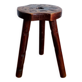 Vintage Brutalist Gouge Stool