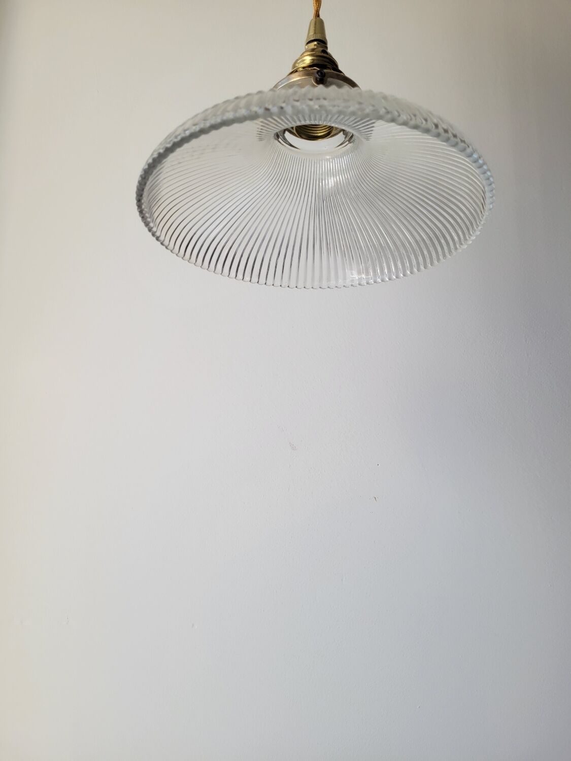 Holophane glass pendant lamp