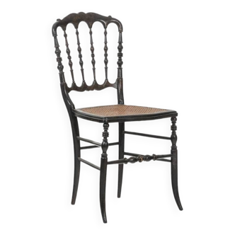 Chaise cannée en bois tourné et noirci. Napoléon III.