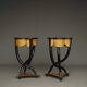 Decorative Italian Burl Maple and Birch wood Side Tables. 1950s