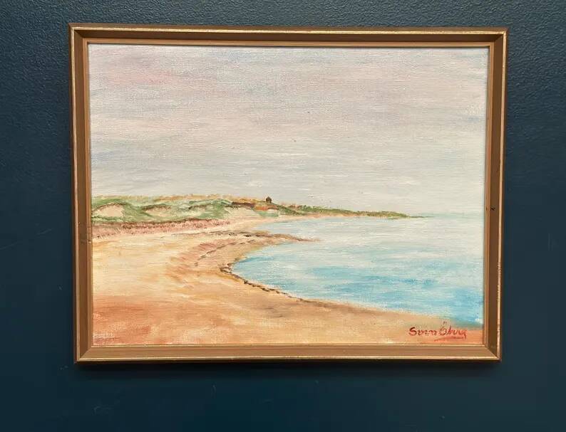 Original Swedish Oil on Canvas - "Côte" by Svan Öberg - Signed - Vintage and Framed - 49 x 38 cm (19.3" x 15")