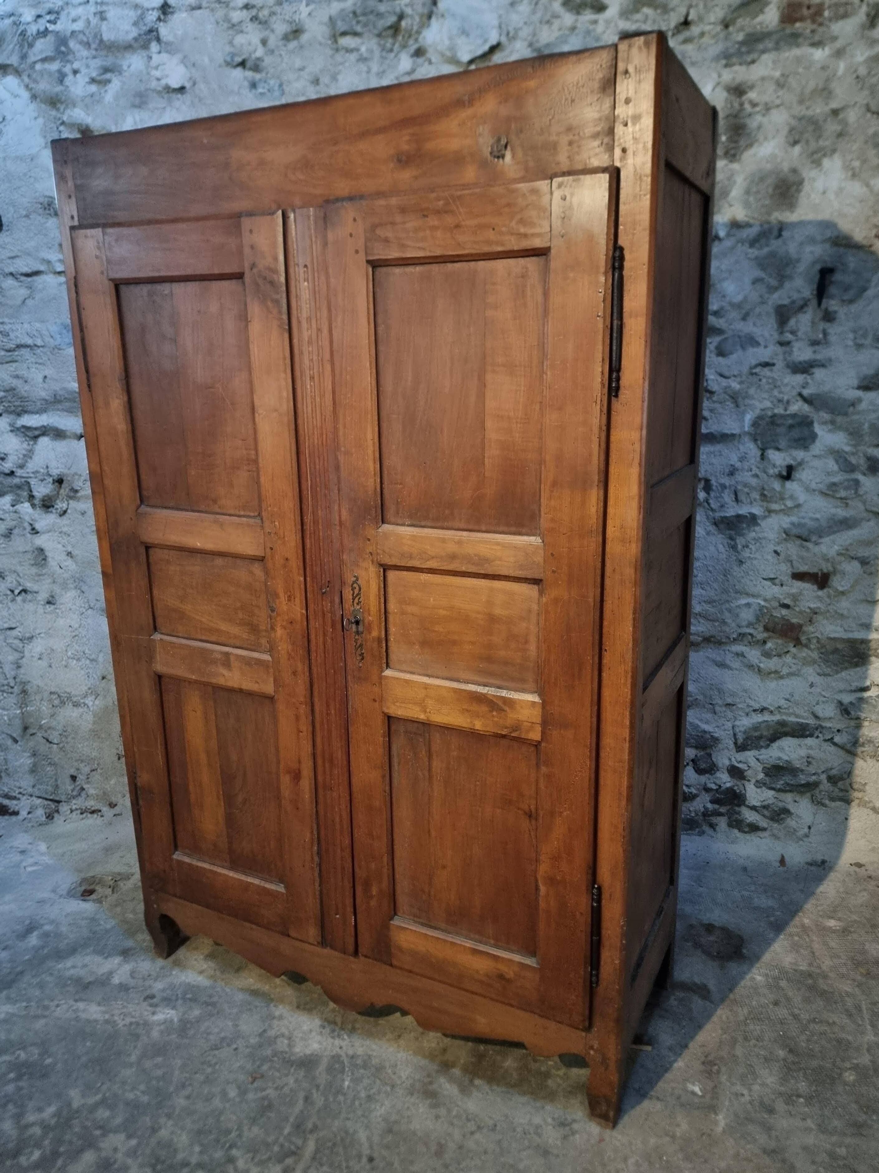 18th-century French antique cherry wood wardrobe – Rustic sideboard