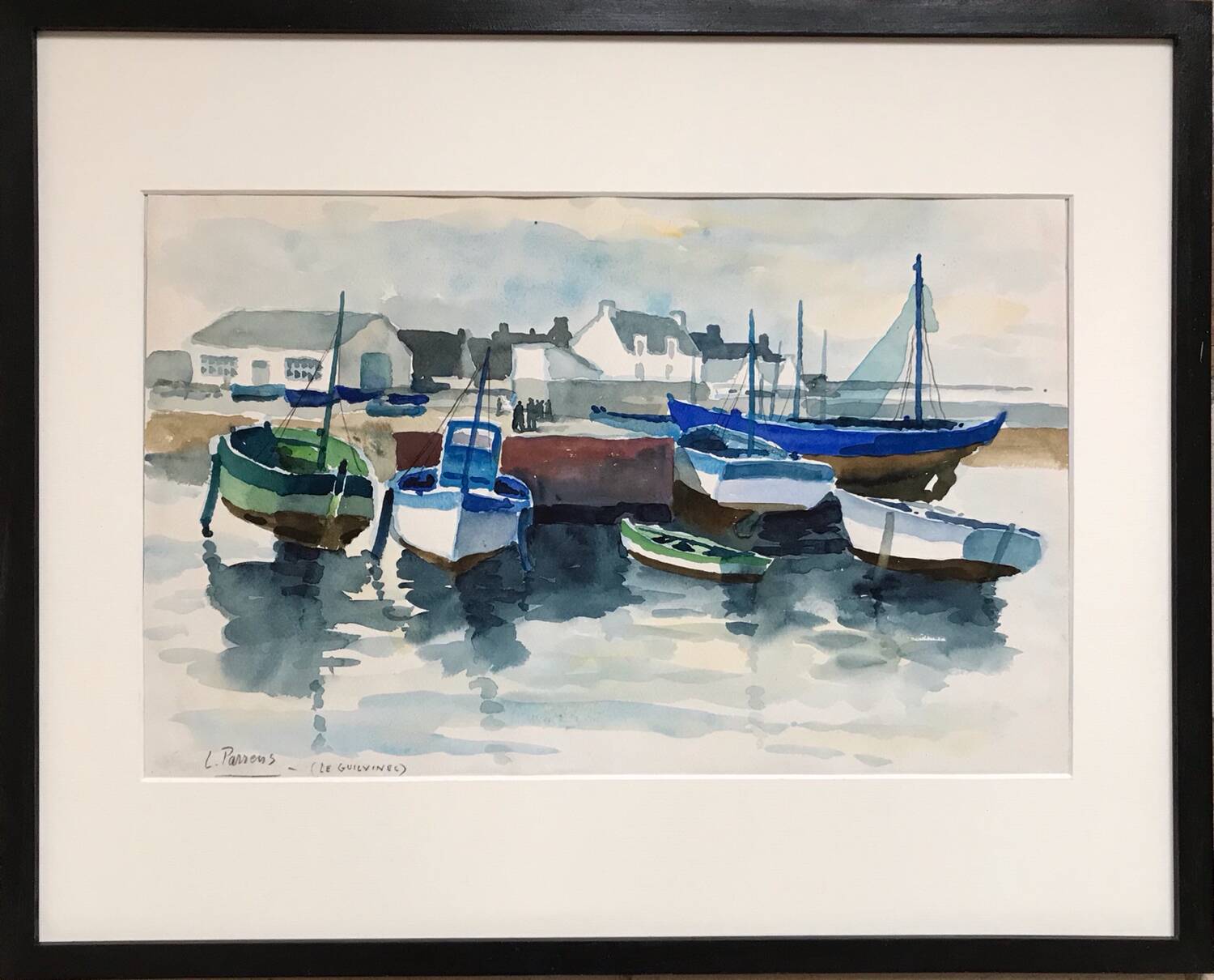 Watercolor by Louis PARRENS (1904-1993). Le Guilvinec