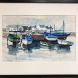 Watercolor by Louis PARRENS (1904-1993). Le Guilvinec