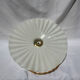 Vintage suspension opaline pleated lampshade with golden threads and claw socket.