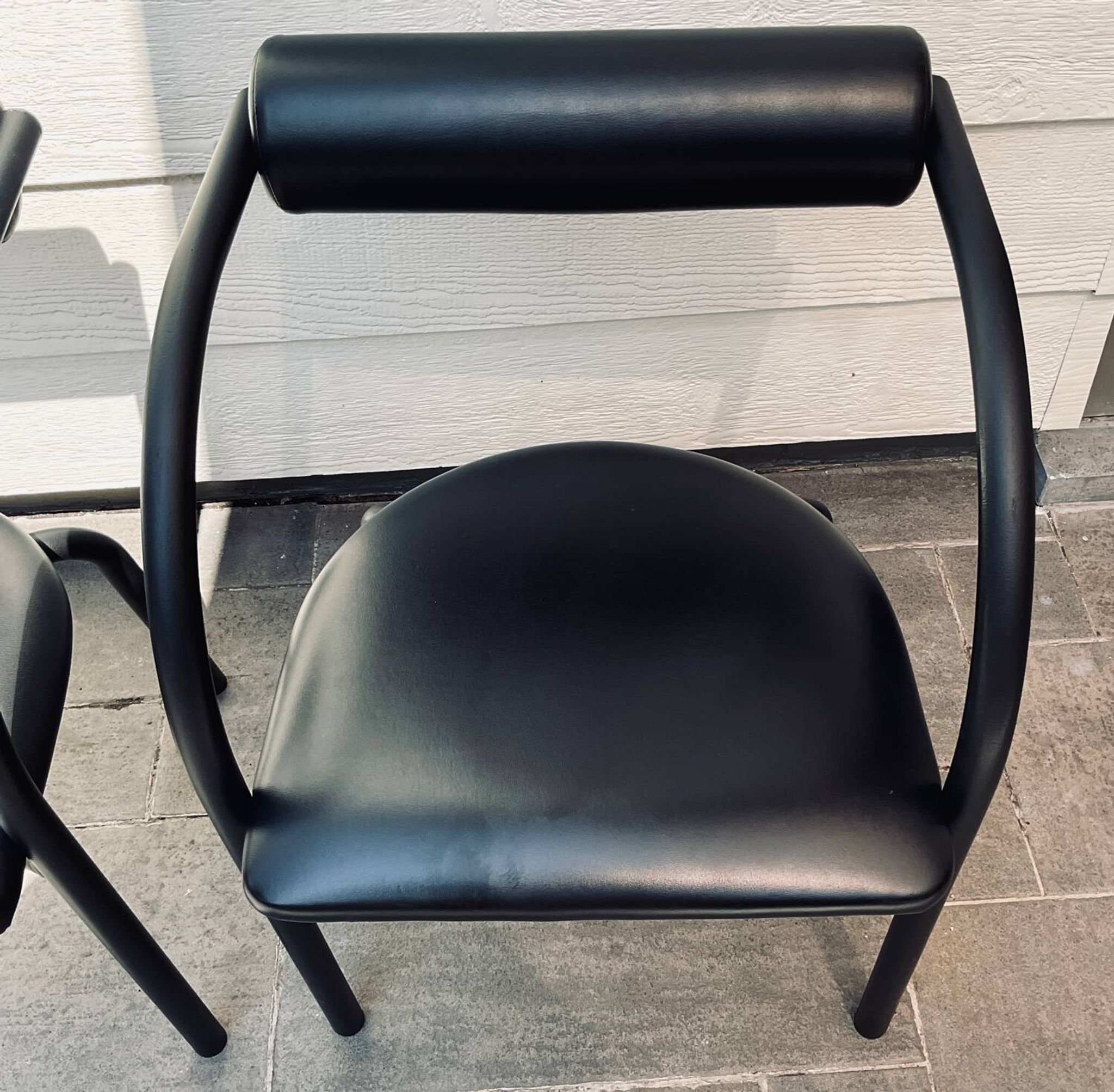 Danish design armchair from the 80s, metal and imitation leather