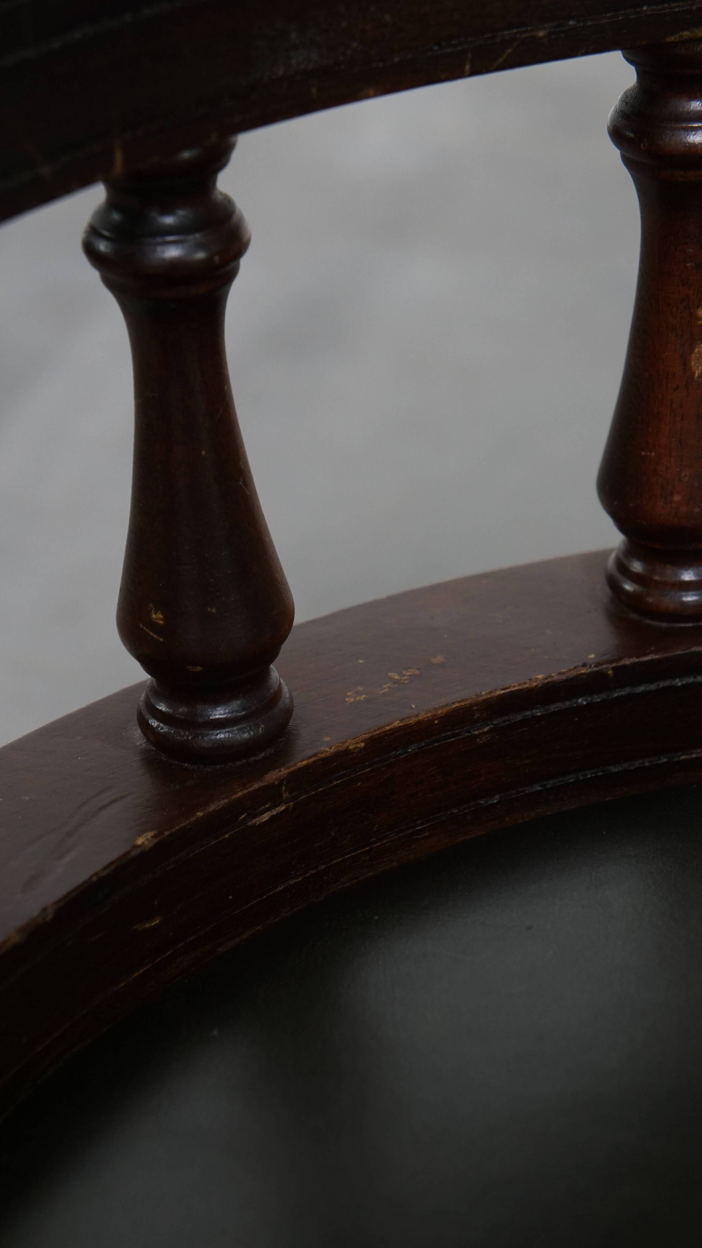 Dark Green Cowhide Leather Swivel and Tilt Chesterfield Office Chair