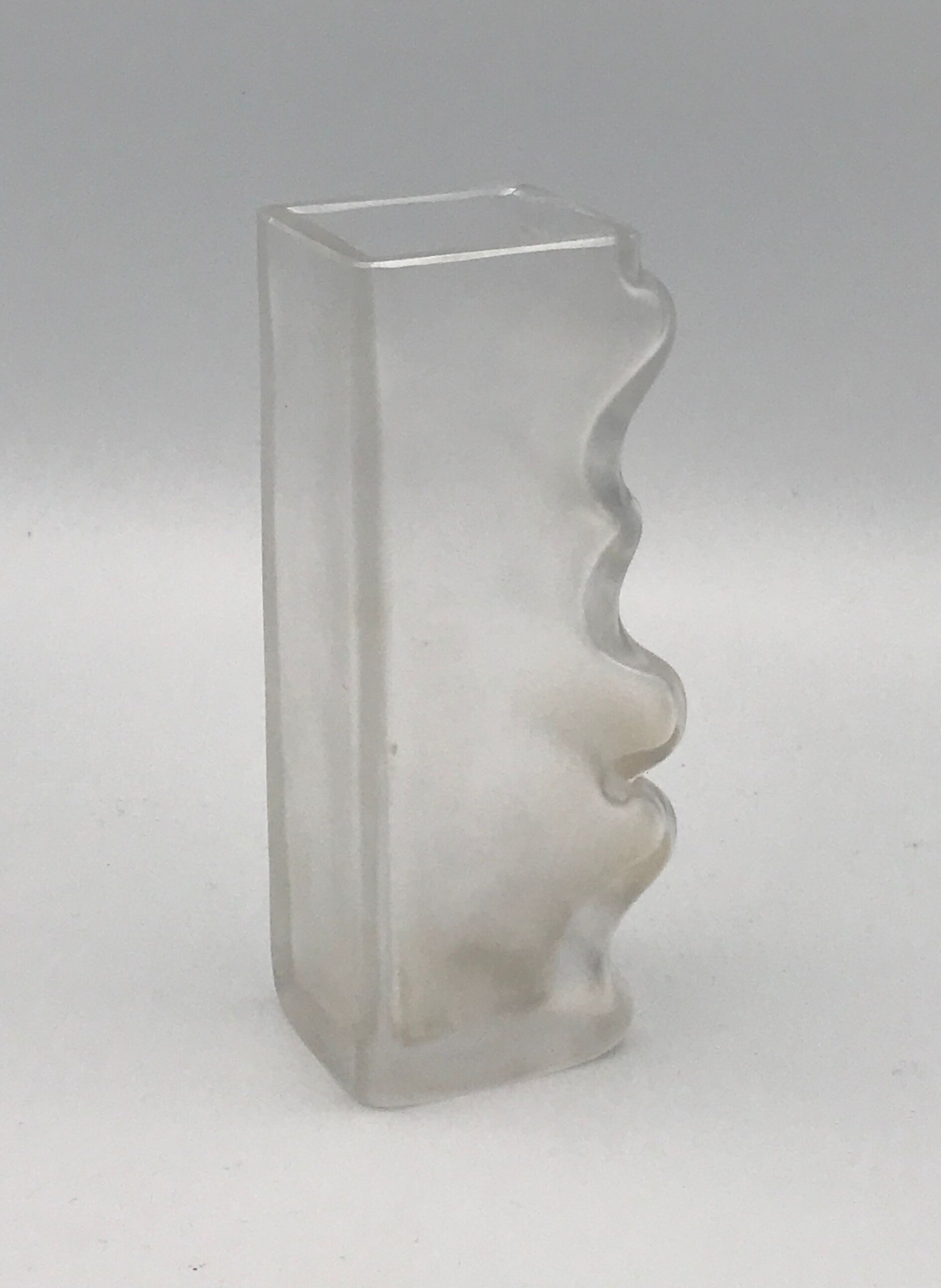 Vase in thick glass with frosted effect stamped by claus josef riedel