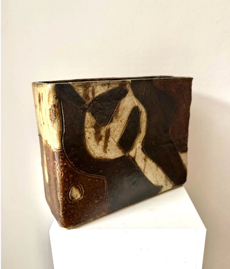 Brutalist Danish vase stoneware from Trille Keramik, 1970s