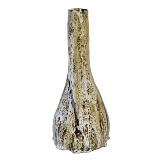 Fat lava glazed ceramic bottle vase