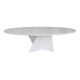 Elliptical table in Carrara marble and Corian attributed to Xavier Lust.