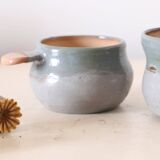 Set of 2 sandstone cups, artisanal pottery, vintage, 1980