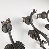 Set of Three Wrought Iron Dragon Sconces
