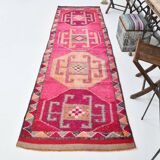 3x10 pink red turkish vintage runner rug, 101x323cm sk 18180 free shipping
