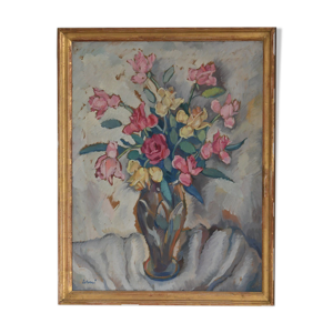 Huile sur toile bouquet de fleurs