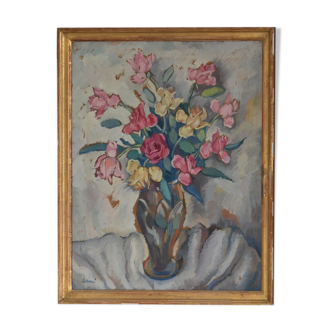 Huile sur toile bouquet de fleurs