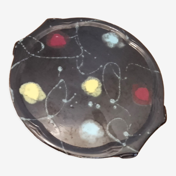 Serving dish 50s black and multicolored spots