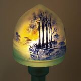 Lampe champignon Art déco en verre bleu