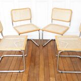 4 cesca b32 breuer chairs made in italy - cane seats reworked