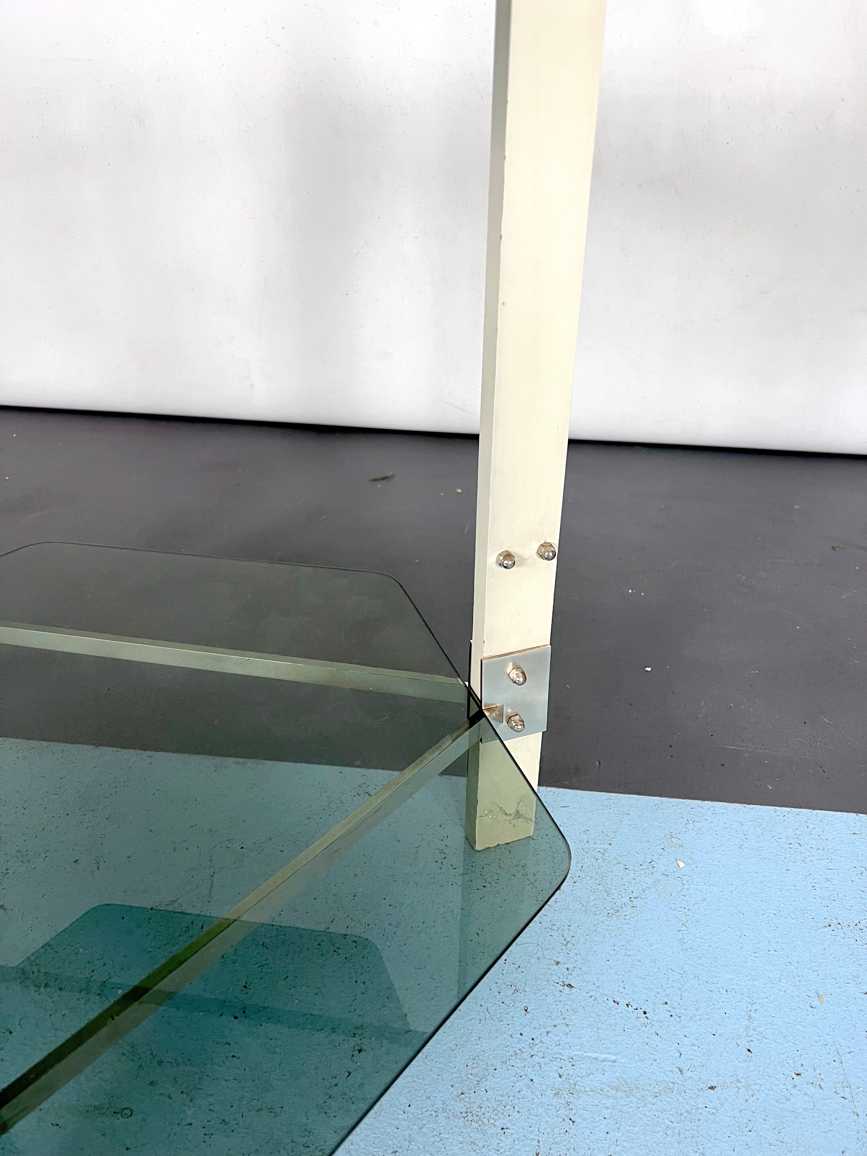 Vintage wood and smoked glass side tablep, Italy 1970s