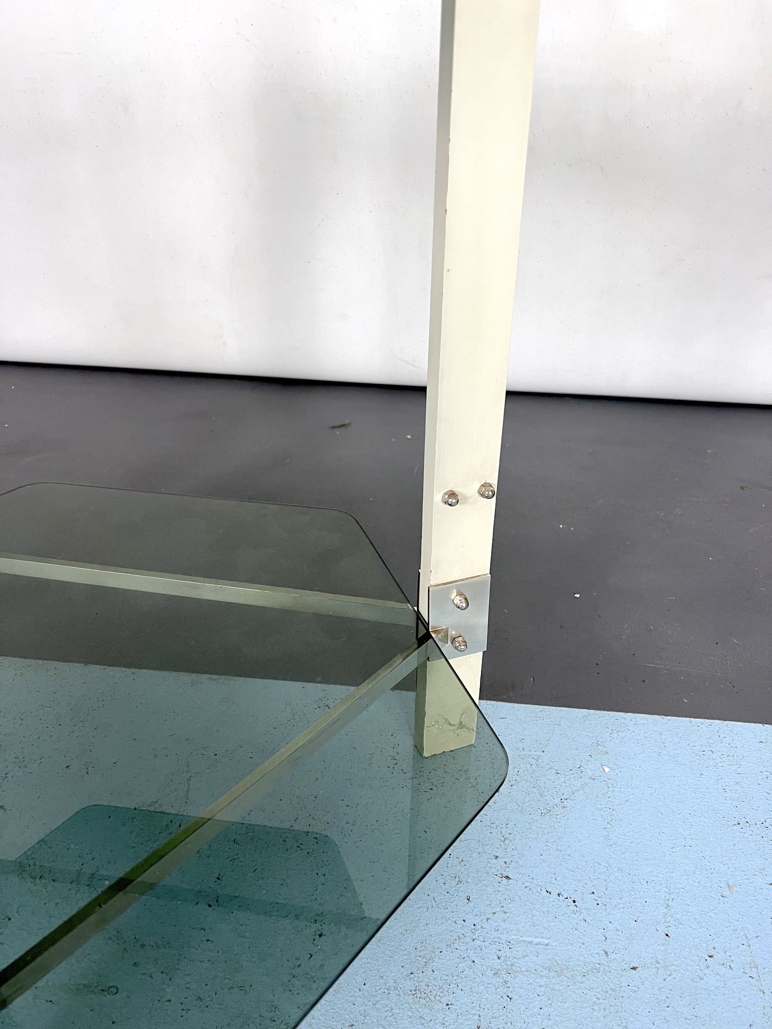 Vintage wood and smoked glass side tablep, Italy 1970s