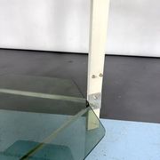 Vintage wood and smoked glass side tablep, Italy 1970s