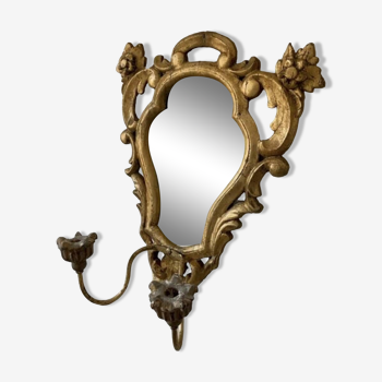 Antique gold candle holder mirror