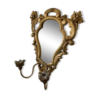 Antique gold candle holder mirror