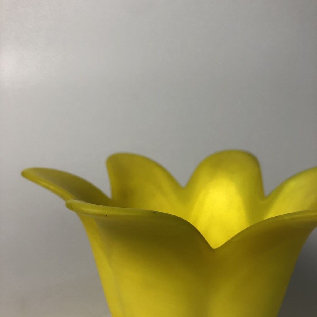 Small vase made of yellow glass paste, tulip shape blooms