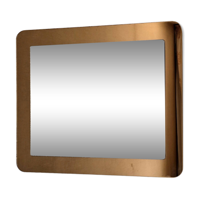 Miroir italien en verre miroir bronze, vers 1970 – attribué à Fontana Arte