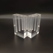 Duo Vase Bloc Résine Lucite Triple Cheminée Plexiglas Design Postmoderne