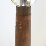 Art deco floor lamp in oak and glass