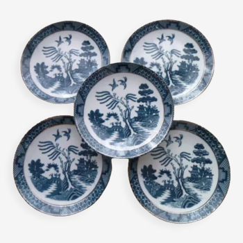 Set of 5 porcelain dessert plates Decor "A la pagoda"