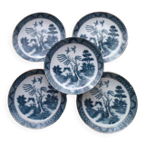 Set de 5 assiettes à dessert en porcelaine Décor " A la pagode"