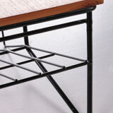 Vintage magazine rack made of metal and wood, 1960s