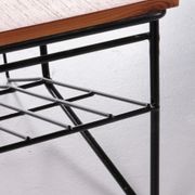 Vintage magazine rack made of metal and wood, 1960s