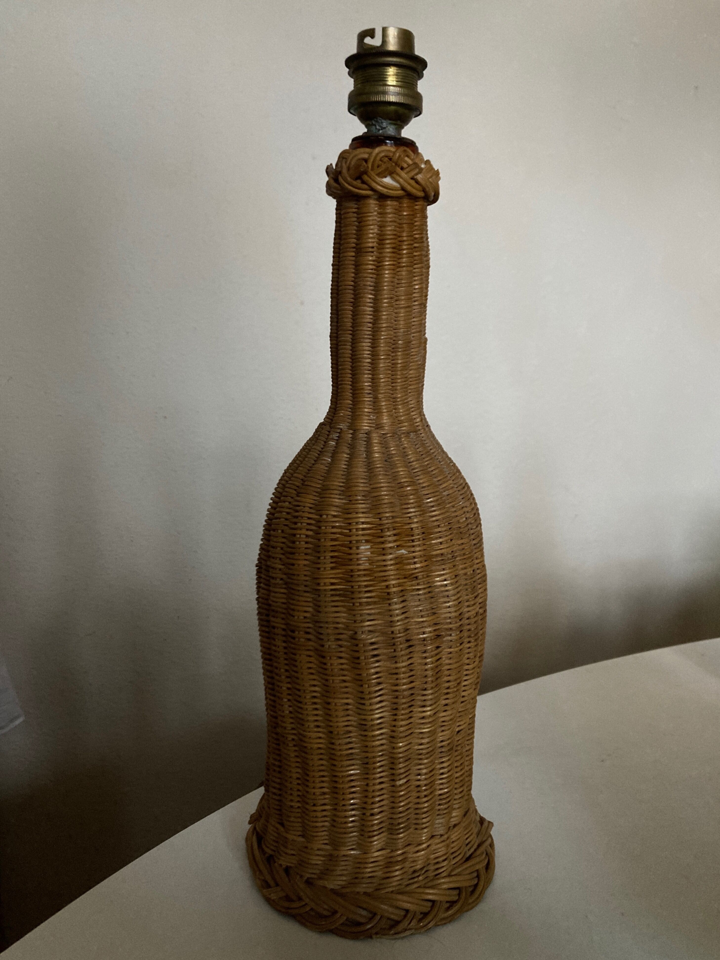 Product Popup Noel 22 Lamp foot bottle and wicker braided 1950 Marseille