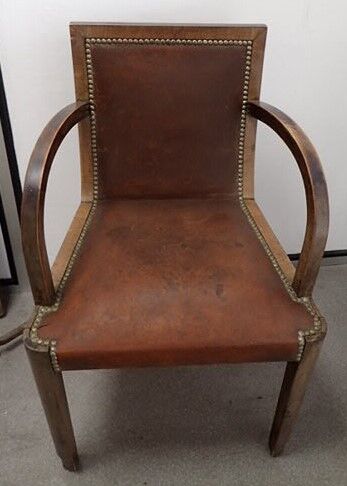 Paire de fauteuils bridge en cuir