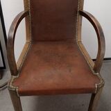 Paire de fauteuils bridge en cuir