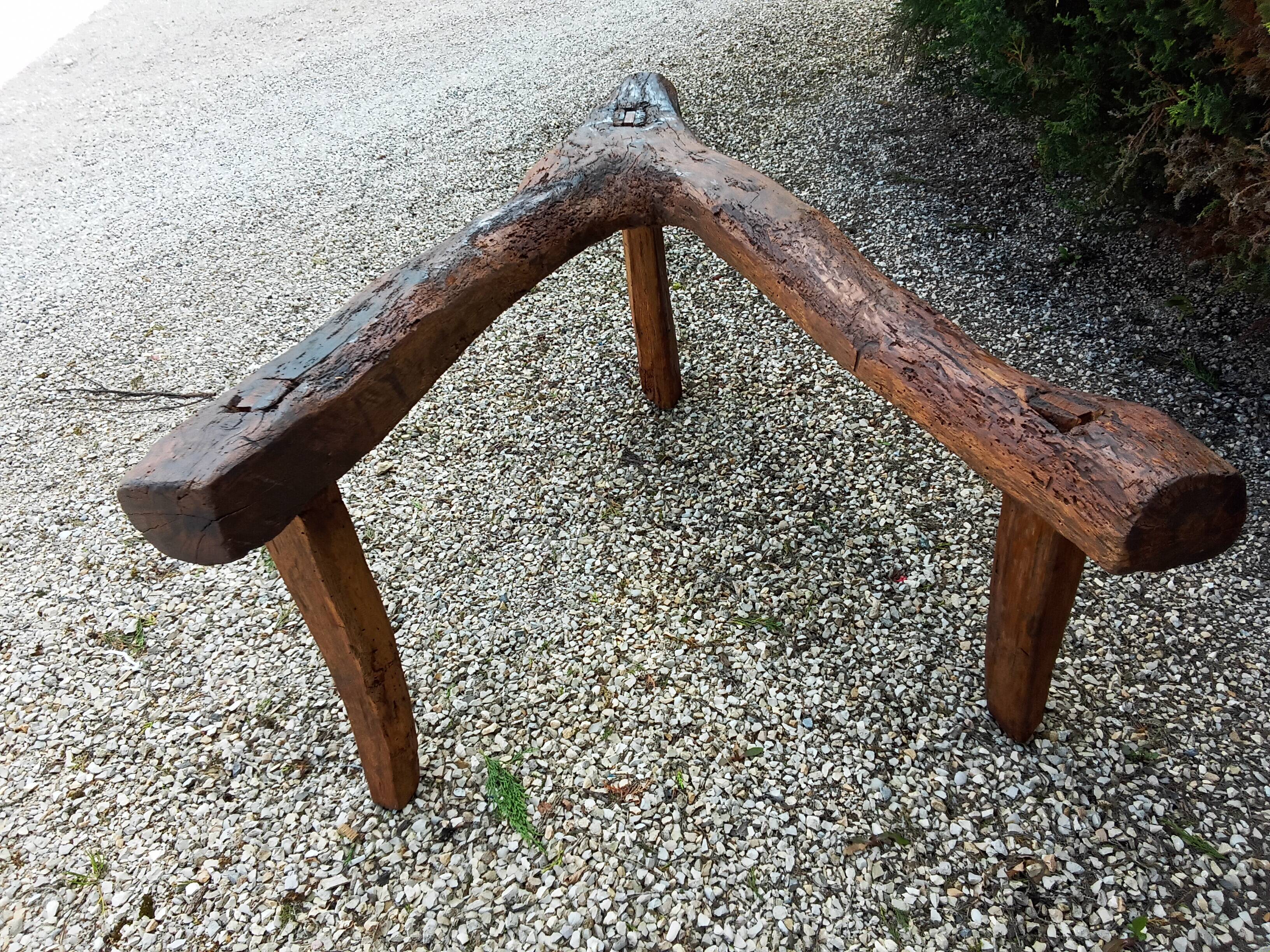 Brutalist wooden bench