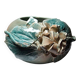 Vase boule décor relief floral en céramique artisanale signé Dina