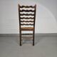 Ensemble de 4 chaises de salle à manger en chêne, rustiques, de ferme, à dossier en échelle avec sièges en jonc, années 1960