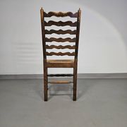 Set of 4 oak, rustic, farmhouse, ladderback dining chairs with rush seats 1960s