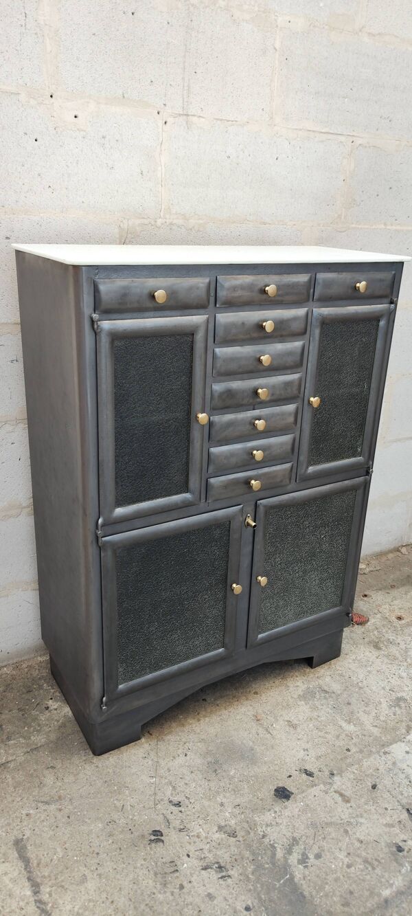 Ancien meuble de dentiste métal meuble de métier