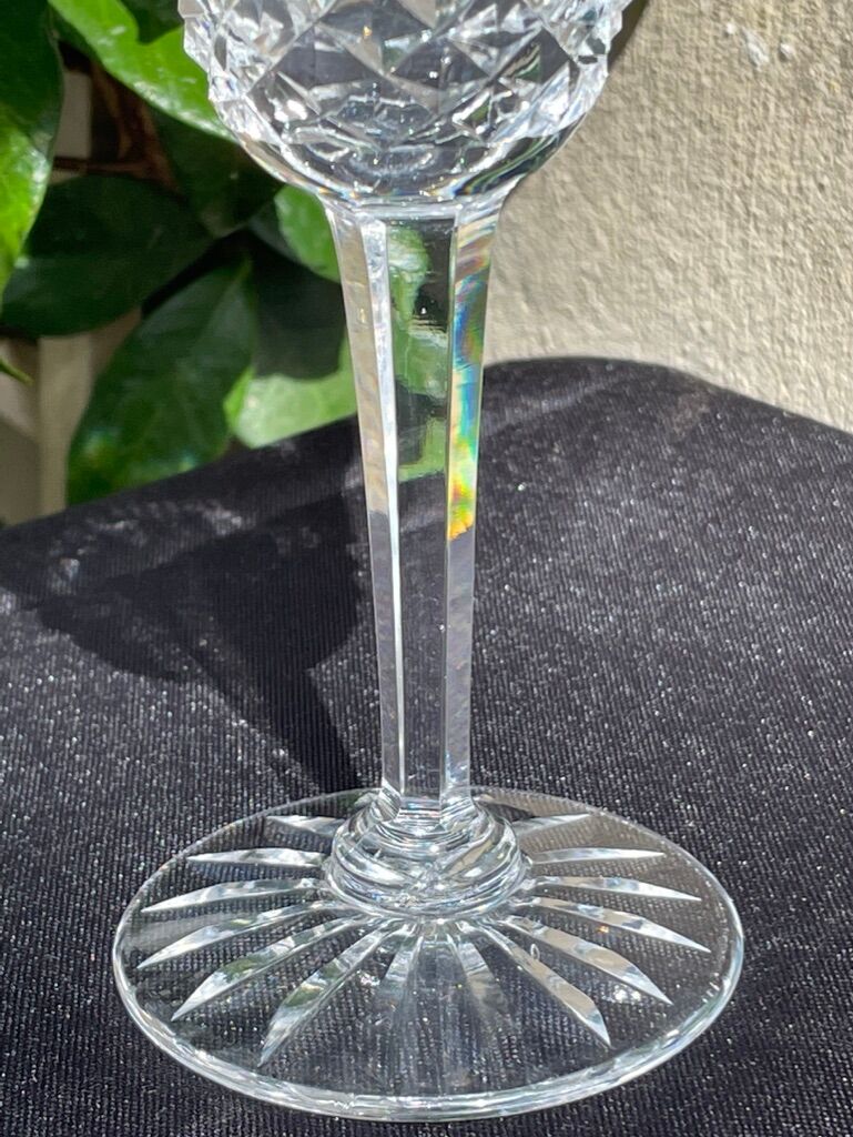 6 old carved crystal wine glasses