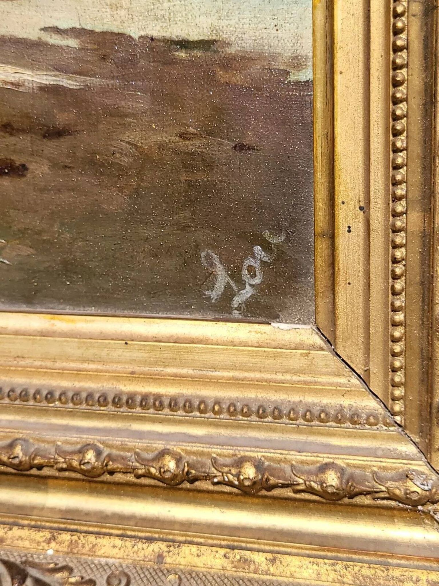 Peinture de paysage côtier méditerranéen du milieu du XXe siècle