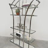 Vintage Italian design chrome & glass display cabinet room divider 1970