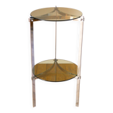 Tripod stand in chrome and smoked glass, double floors, Design, 1970