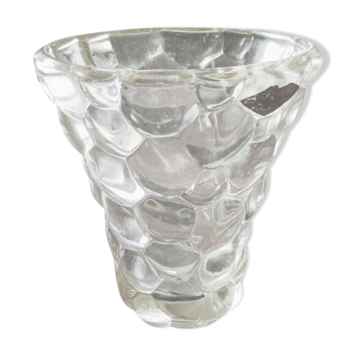 Yellow glass vase 18 cm high signed P. From avesn France