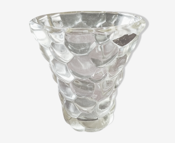 Vase verre jaune 18 cm de haut signé P. D'avesn France